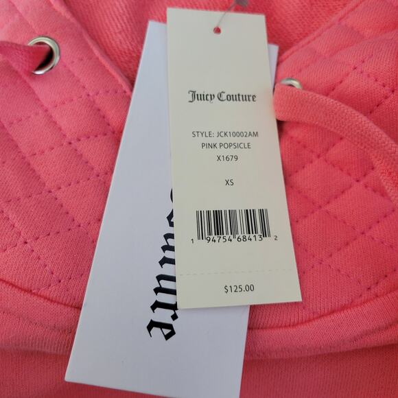 Juicy Couture Pink Popsicle High Neck French Terry Pink Hoodie Women Sz XS - Picture 5 of 8